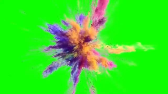 ВСПЛЕСК КРАСОК на ЗЕЛЕНОМ ФОНЕ / КРАСКИ ФУТАЖ