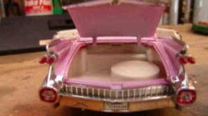 1959 Pink Cadillac 1:18 scale Model in the box.
