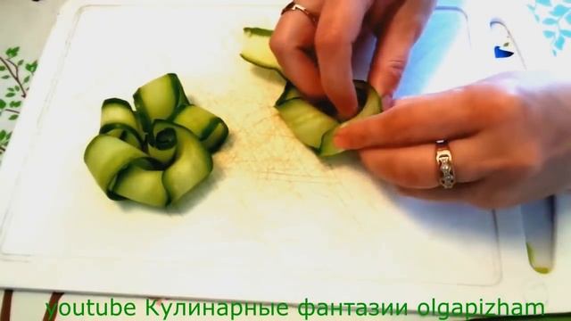 Шикарные розы из огурца - Украшения из овощей & Карвинг огурца смотреть онлайн