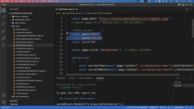 Playwright with Javascript | How to Handle Date Pickers/Calendars| Part 20
