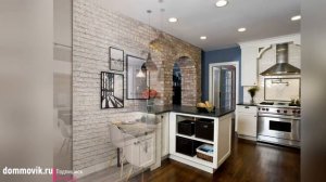 Кирпичная стена в интерьере кухни: 70 примеров на видео и фото