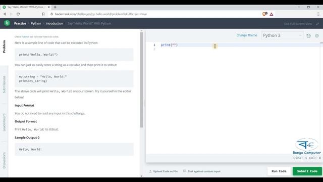 How to Solve Hacker Rank Competitive Programming Python #001 Say "Hello World"