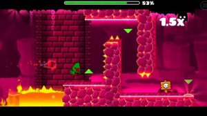 Уровень " Fingerdash" в игре Geometry dash на разных скоростях.