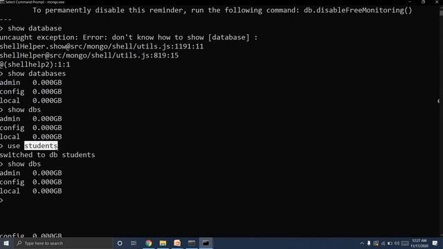 #3 MongoDB Create Database