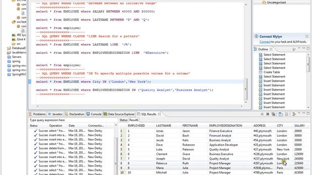 SQL QUERY WHERE IN EXAMPLE смотреть онлайн