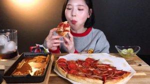 SUB[광고]피자마루 페퍼로니 치즈 폭탄 피자 먹방 떡볶이까지 퍼먹기 리얼사운드 Pepperoni pizza cheese&spicy tteokbokki MUKBANG ASMR