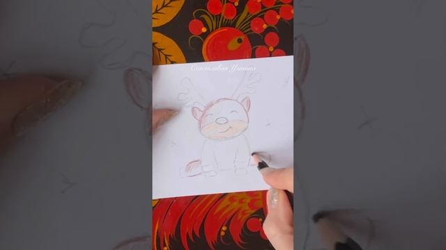 РИСОВАНИЕ ДЕТЯМ // КАК НАРИСОВАТЬ ЛОСЯ  карандашами #SHORTS How to draw // Новый Год