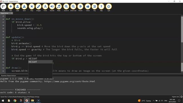 PyGame Zero - Flappy Bird Tutorial (Part 2/4) смотреть онлайн