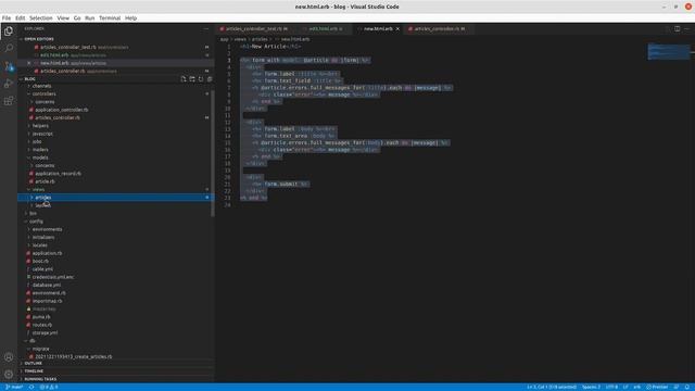 Codecast: Getting Started with Rails 7 09: Update an Article and Use Form Partials