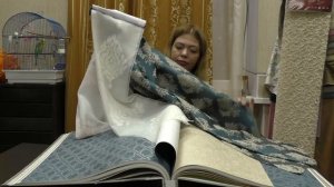 #229. Какие шторы выбрать для однотонных бежево-золотистых и синих с рисунком обоев?
