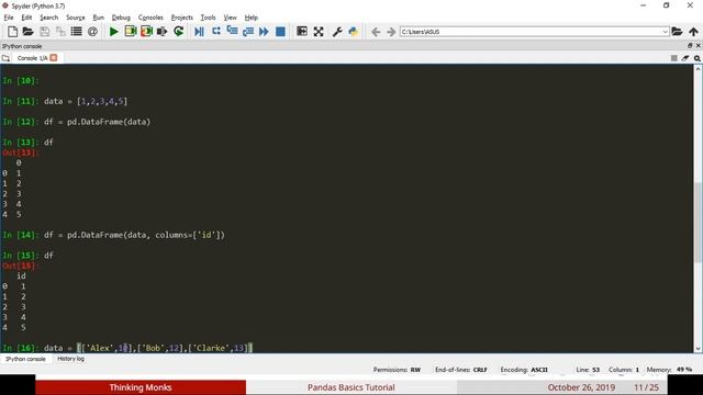 Pandas Basics - DataFrame Creation