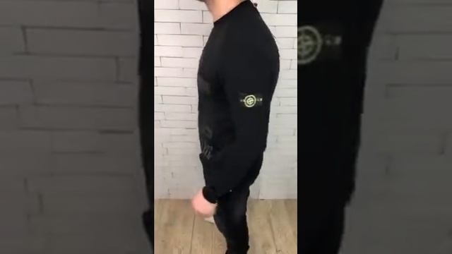 Свитшот мужской Stone Island D2815 черный видео