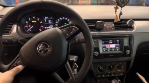 Произведена замена обычного руля на кожаный с кнопками на Skoda Rapid 2016