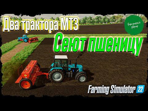 Два МТЗ сеют поле пшеницей / FS 22 Русская Техника