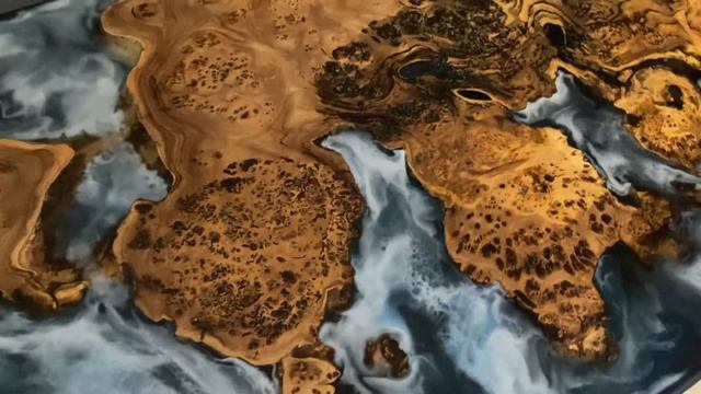 Стол-река из эпоксидной смолы и слэба карагача!