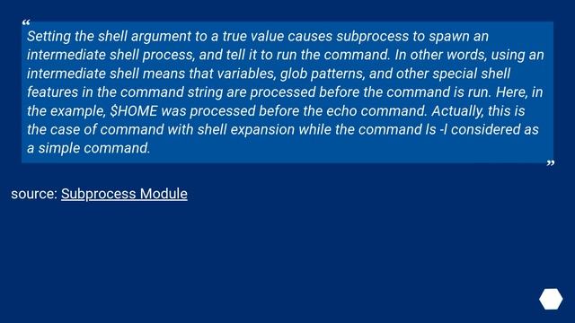 Actual meaning of 'shell=True' in subprocess
