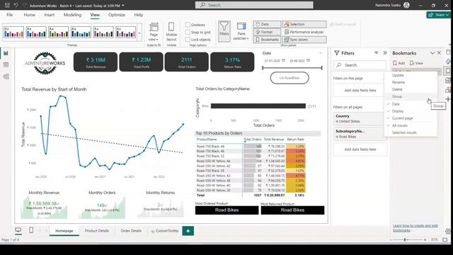 Power BI Bookmarks - Part 1 Telugu