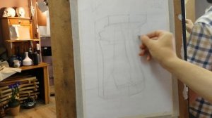 Нос Давида построение поэтапно. Рисунок карандашом.