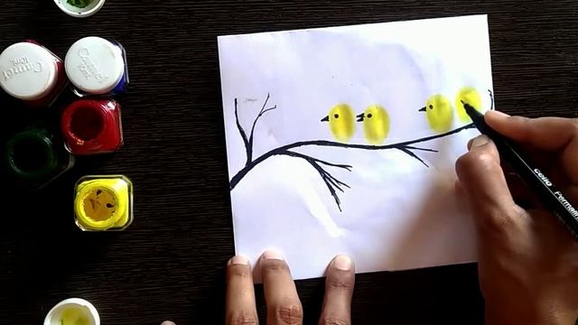 THUMBPRINT BIRDS??| thumbprint painting | thumb painting|#thumb ,#thumbprint ,#fingerprint смотреть онлайн