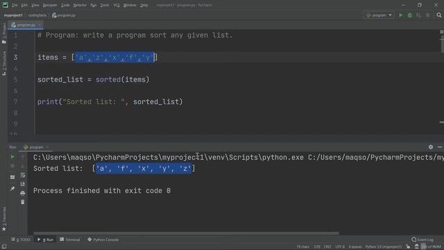 Sorting List In Python | Solutions For Python 100 Exercises | Program15 | CodingFacts