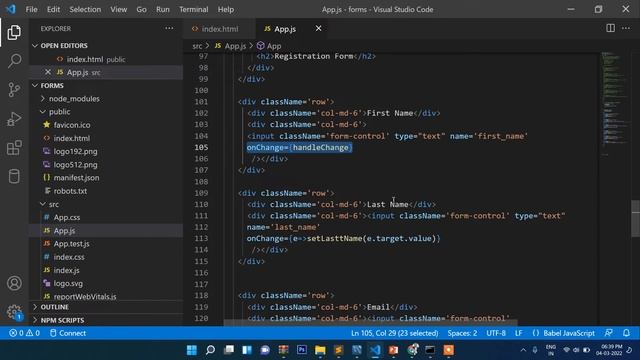 React Js Form Part-2  |  React Js Tutorial |  How to create Simple form in ReactJs