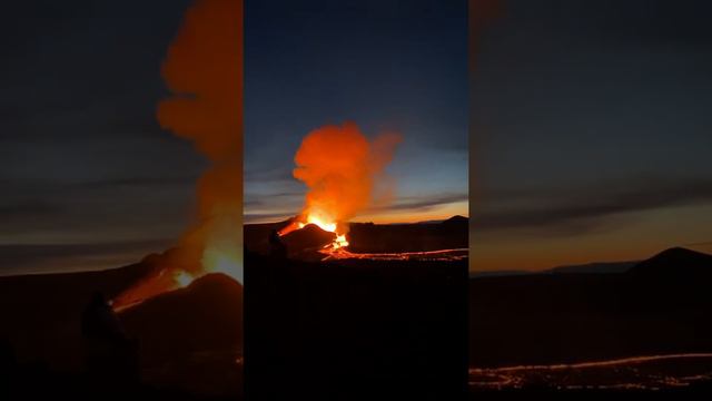 Smoke Devil in Fagradalsfjall - volcanic eruption in Iceland, 2021