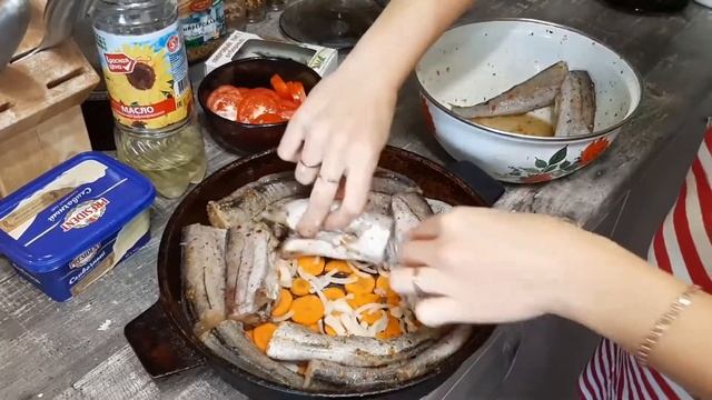 Минтай в сливочном соусе (в духовке). смотреть онлайн