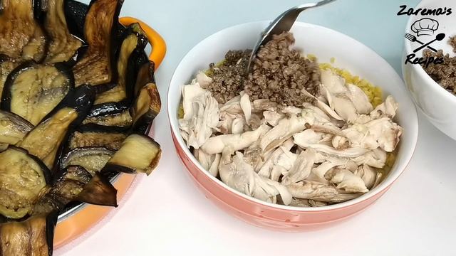 Плов из булгура и курицей с баклажанами на сковородке ? Рецепт плова с баклажанами | مقلوبة برغل