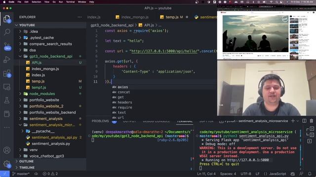 How to make an API Call in Node Nodejs to a RESTFul API in Flask in Python