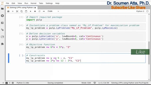 Solving linear programming problems (LPPs) using Python PuLP || Optimization using PuLP