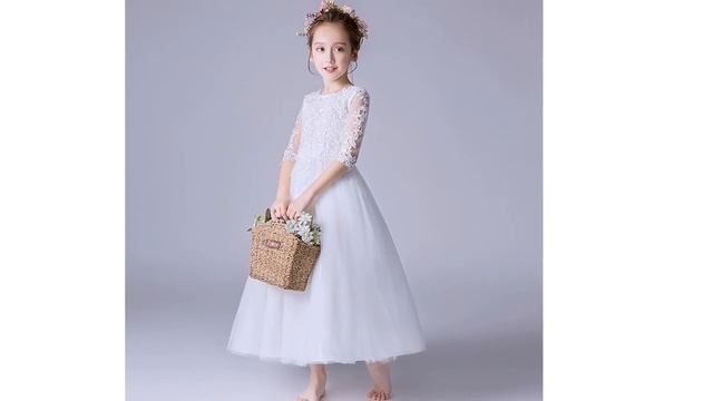 Iyeal элегантное цветочное кружевное платье с коротким рукавом для первого причастия, детское смотреть онлайн