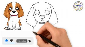 How To Draw Cocker Spaniel Puppy | Cocker Spaniel Puppy Drawing Easy | Dog Drawing Tutorial