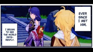 Aether X Ei (Raiden Shogun).  (Genshin Impact Comics)