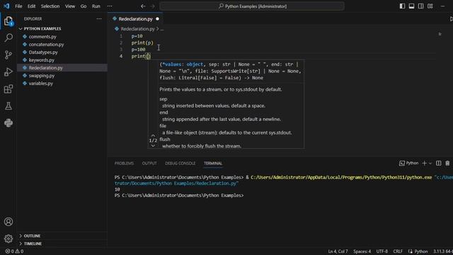 Python Tutorial 5 - Swapping, Re-Declaration & Deletion In Python #python #pythonprogramming