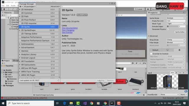No sprite editor window registered  please download 2d sprite package from package manager(Fix 100%