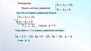 повторение решения систем уравнений с двумя переменными