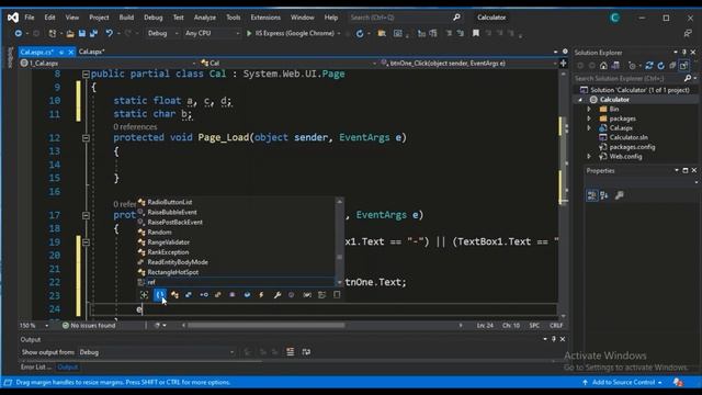 Calculator Using ASP NET Using C# | Write a program for calculator with some scientific function.