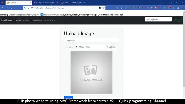 PHP Photo gallery website using MVC Framework from scratch 2 of 3 | Quick programming tutorial