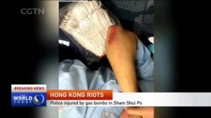 Hong Kong police injured by gas bombs in Sham Shui Po