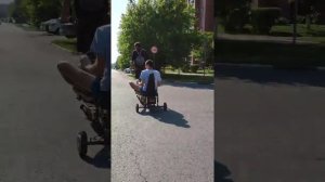 Буксируем на самодельном Самокате самодельный трицикл ???