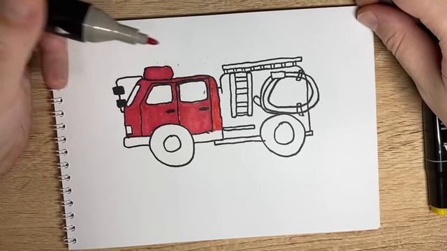 Как нарисовать пижамную машину/ how to draw a fire truck/детский рисунок пожарной машины смотреть онлайн