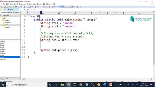 STRING Handling in JAVA ~ #35 (concat method and plus operator) смотреть онлайн