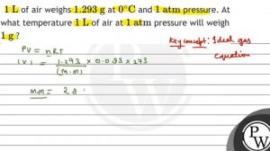 \( 1 \mathrm{~L} \) of air weighs \( 1.293 \mathrm{~g} \) at \( 0^{\circ} \mathrm{C} \) and \( 1...