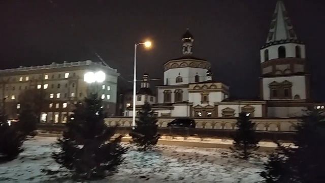 Вечерний Иркутск, Нижняя Набережная Ангары, Богоявленский собор смотреть онлайн