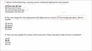 (Part 1) MCQ MS EXCEL DETAILED EXPLANATION