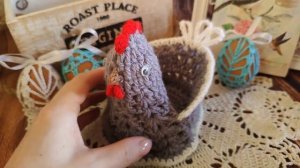 ПАСХАЛЬНАЯ КУРОЧКА -КОРЗИНКА КРЮЧКОМ/EASTER BASKET WITH CHICKEN, CROCHETED