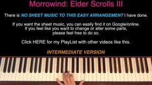 MORROWIND THE ELDER SCROLLS III  | EASY Piano Tutorial