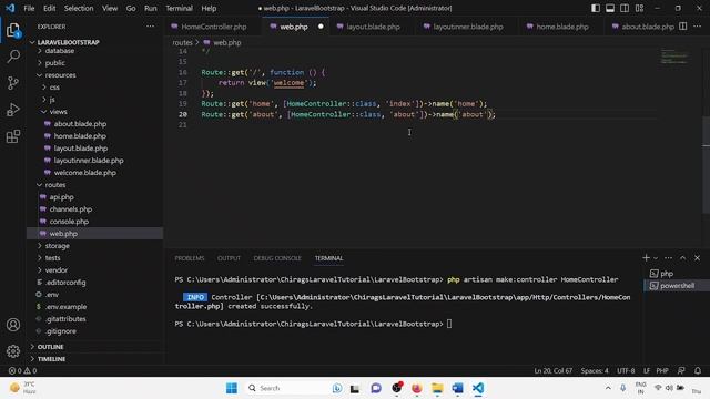 Laravel Tutorial 6 - Bootstrap template integration with PHP Laravel 10