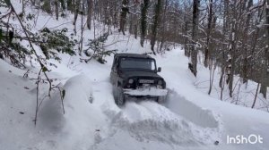 Уаз 469, мотор 417 , на двух блоках  зад ижтехна 100% впереди лесоход 80%.Дорога в сторону водопада