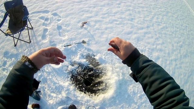 Зимняя рыбалка. Рефтинская Грэс, Свердловская область. Ловля окуня. смотреть онлайн